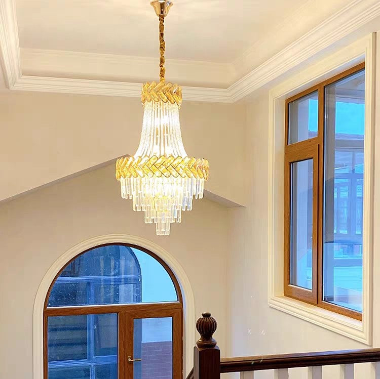 Oversized Modern Multi-tier Light Luxury Crystal Pendant Chandelier for Living Room/Stairs/Entrys