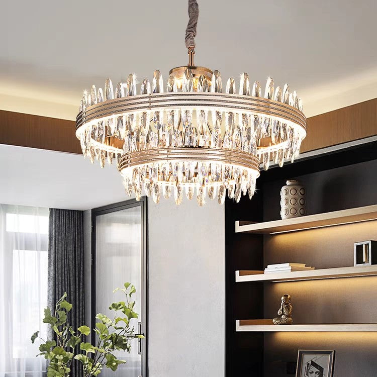 Classic Golden Multi-rings Crystal chandelier for living room and dining room