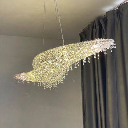 Oversized S-shaped Wave Crystal Pendant Chandelier for Kitchen Island/Salon and Hotel