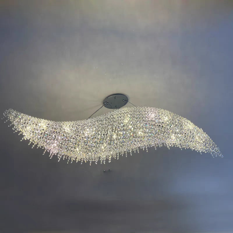 Oversized S-shaped Wave Crystal Pendant Chandelier for Kitchen Island/Salon and Hotel