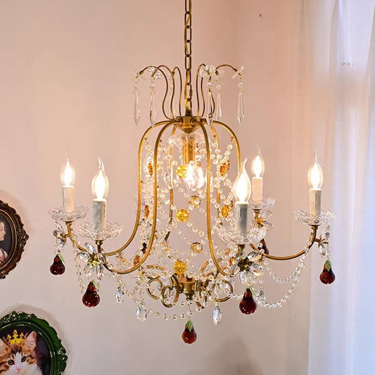 chandelier,chandeliers,pendant,crystal,iron,metal,raindrop,teardrop,branch,candle,gold,light luxury,colorful,stained,living room,dining room,bar,bedroom,coffee table,home office