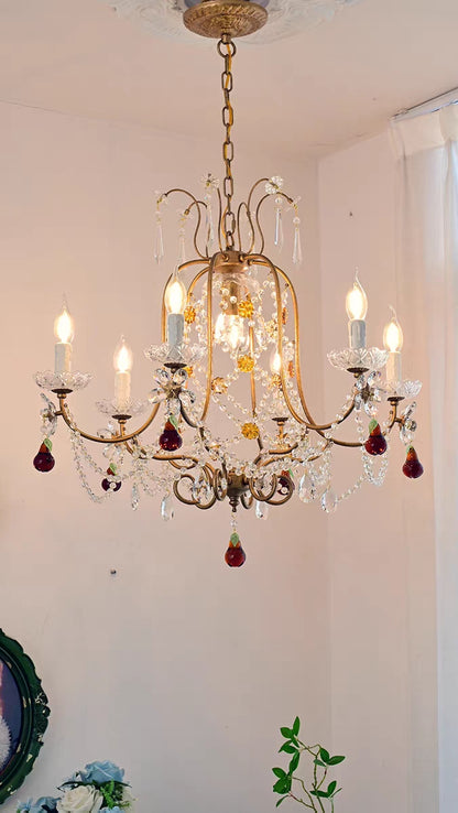 Sophisticated Vintage Candle Pendant Crystal Chandelier for cafe, restaurant and staircases