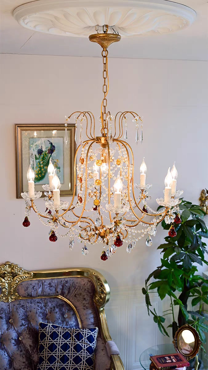 Sophisticated Vintage Candle Pendant Crystal Chandelier for cafe, restaurant and staircases