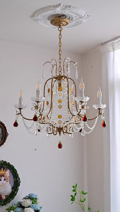 Sophisticated Vintage Candle Pendant Crystal Chandelier for cafe, restaurant and staircases