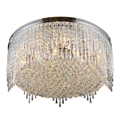 Luxury Round Tiers Flush Mount Crystal Ceiling Light for living room