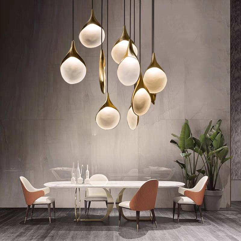 chandelier,chandeliers,pendant,resin,metal,gold,nordic,modern,multiple,living room,dining room,long chandelier,foyer,stairs,entrys,hallway,light luxuruy,chain,adjustable