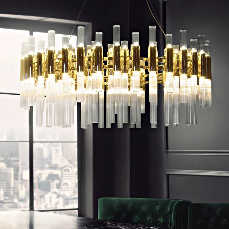 chandelier,chandeliers,pendant,crystal,metal,gold,clear,round,ring,circle,branch,light luxury,modern,nordic,ceiling,oval,rectangle,dining room,dining table,bar,kitchen island,living room,long table,big table,bedroom